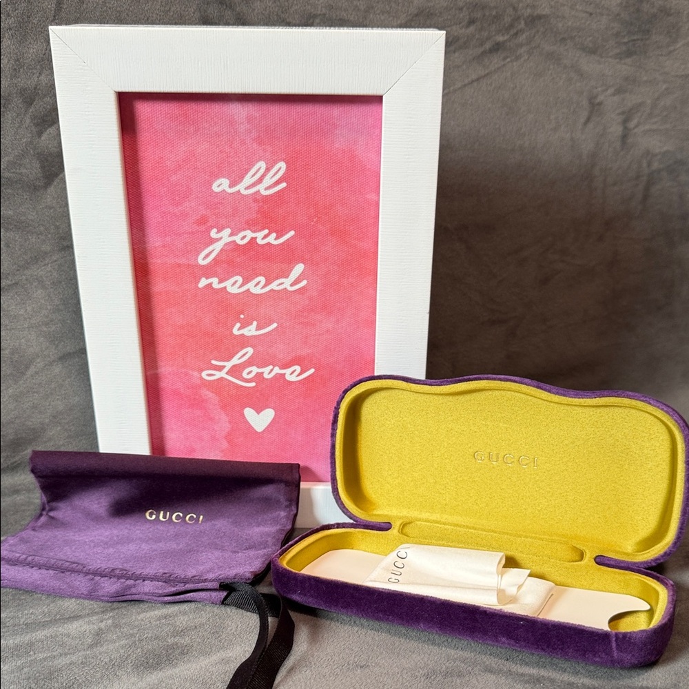 Gucci Purple and Yellow Eyewear Case with Pouch